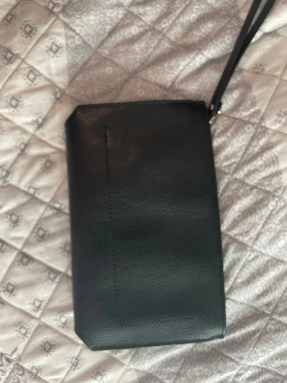 kate spade black pebble leather zip wallet